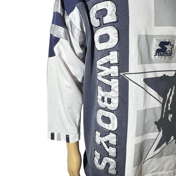 Vintage 90s Starter Dallas Cowboys Long Sleeve Big Logo Shirt Men’s L EUC - Picture 4 of 10